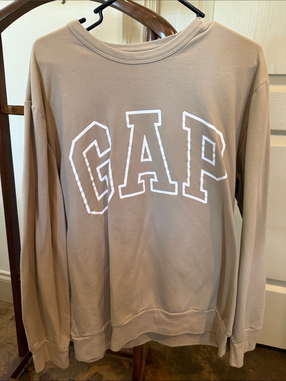 GAP Men's Crewneck Sweater - Taupe with White Logo